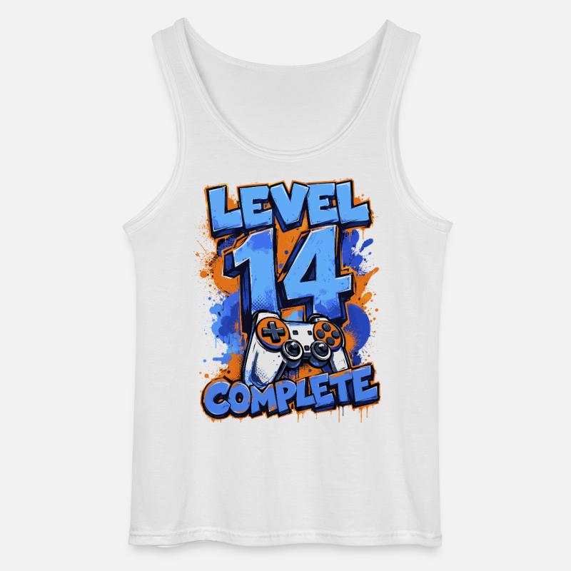 Level 14 Complete – Retro Gaming - Gildan Männer Tank Top - Weiß
