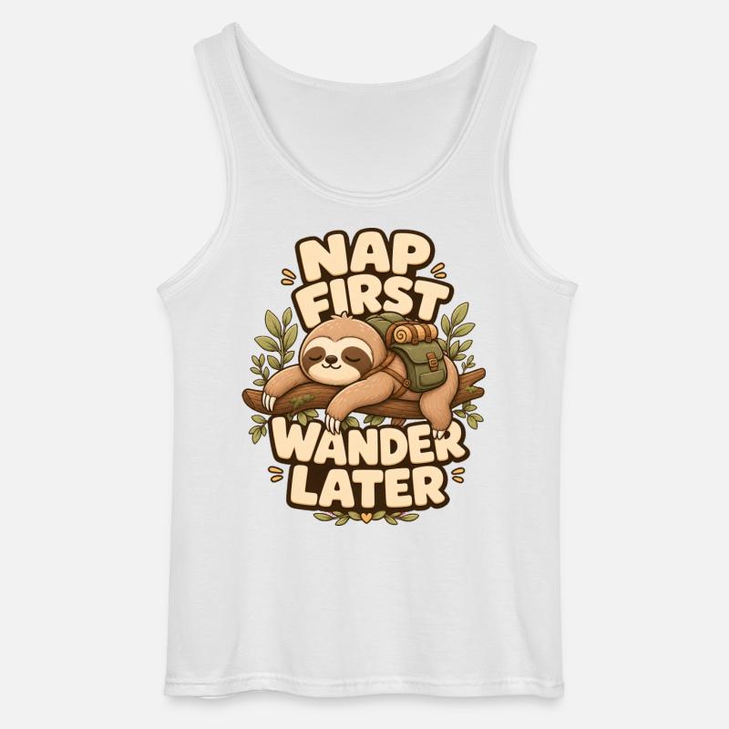 Nap First Wander Later Faultier - Gildan Männer Tank Top - Weiß