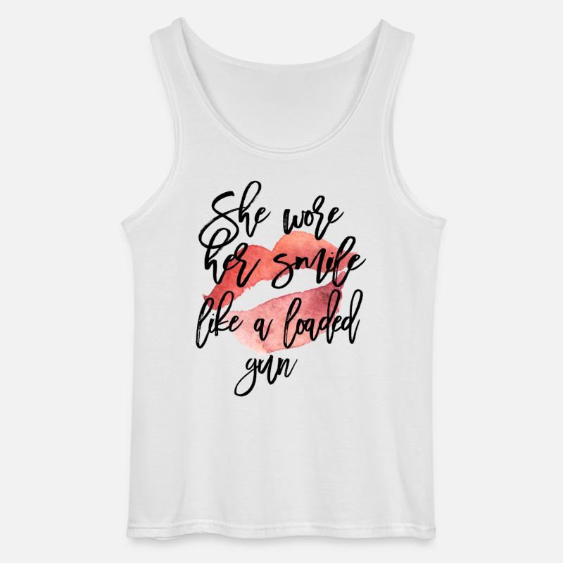 Aquarell Lippenkuss mit Skript - Gildan Männer Tank Top - Weiß