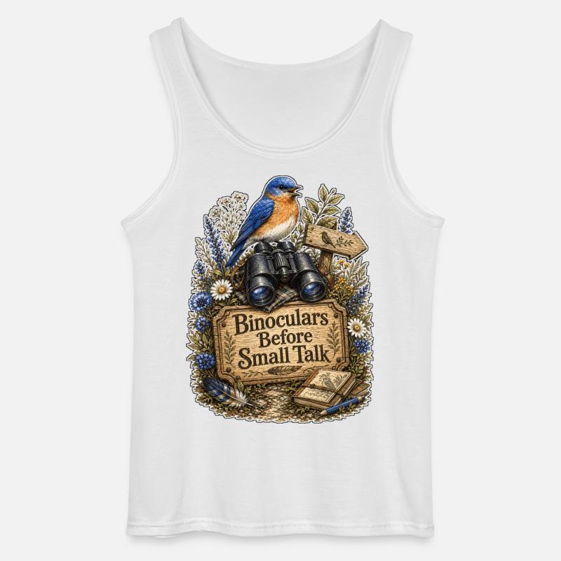 Binoculars Before Small Talk Clouds - Gildan Men’s Tank Top - white