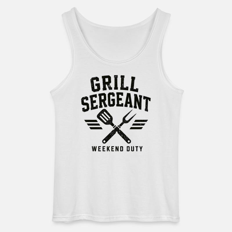 Grill Sergeant BBQ Shirt - Gildan Men’s Tank Top - white
