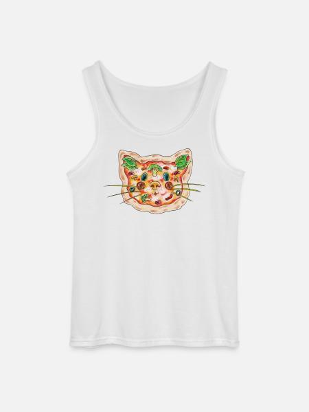 Pizza Katze - Gildan Männer Tank Top - Weiß