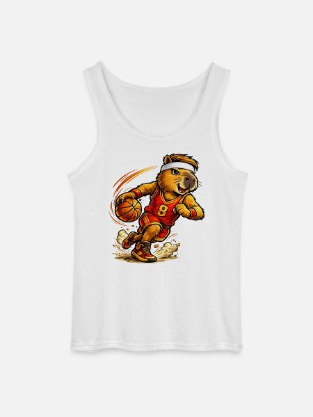 Cute Capybara Playing Basketball - Gildan Men’s Tank Top - white