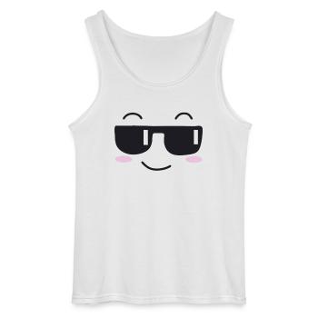 Sunglasses laugh face - Gildan Men’s Tank Top - white - Front - AI Model Male 185 dark (185cm)