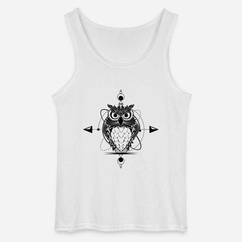 Eule Tattoo - Gildan Männer Tank Top - Weiß