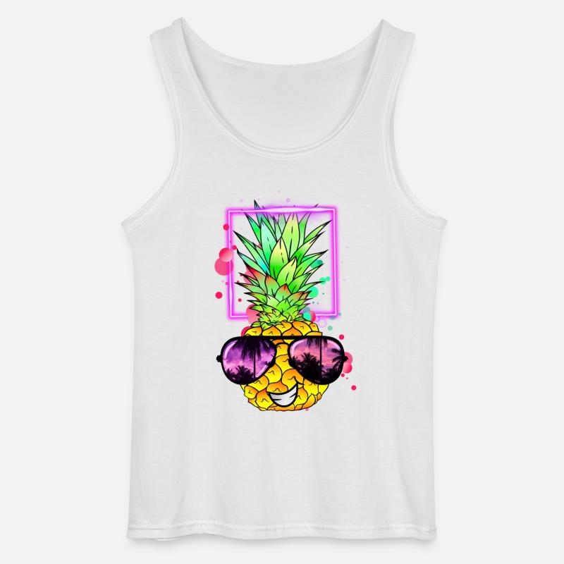 coole Ananas Retro Neon - Gildan Männer Tank Top - Weiß
