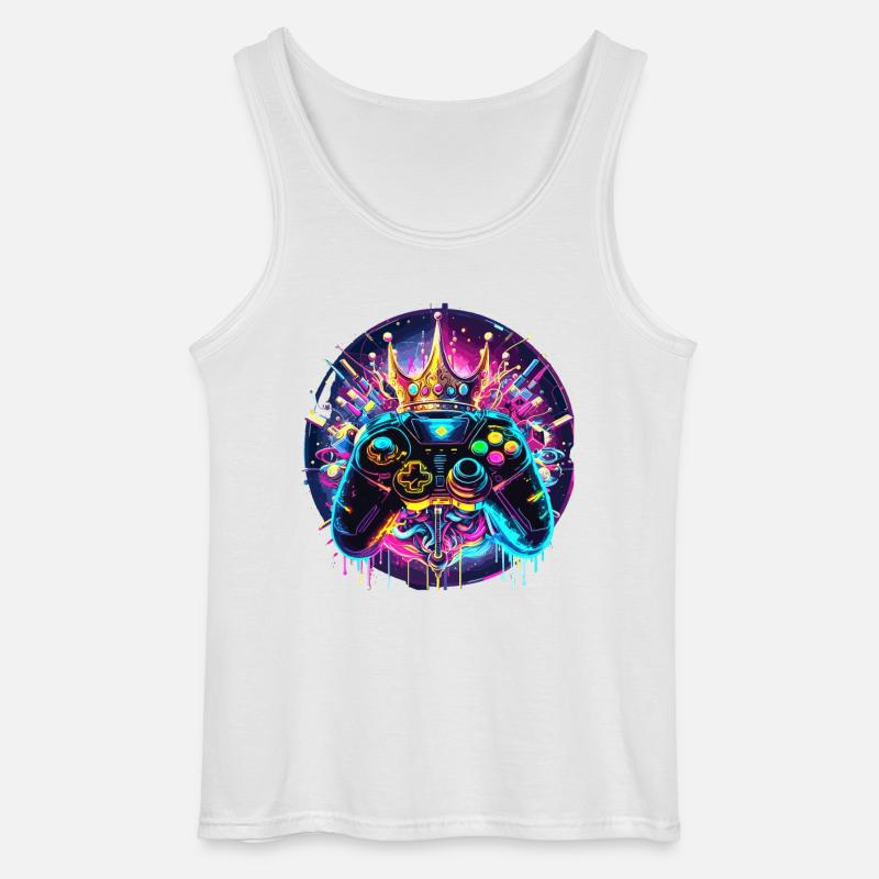 Synthwave Gamer Controller mit Krone - Gildan Männer Tank Top - Weiß
