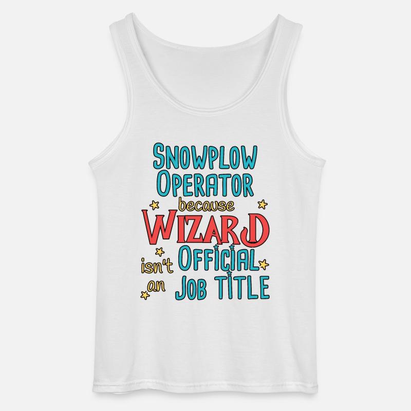 Snowplow Operator Wizard Schneepflugfahrer - Gildan Men’s Tank Top - white