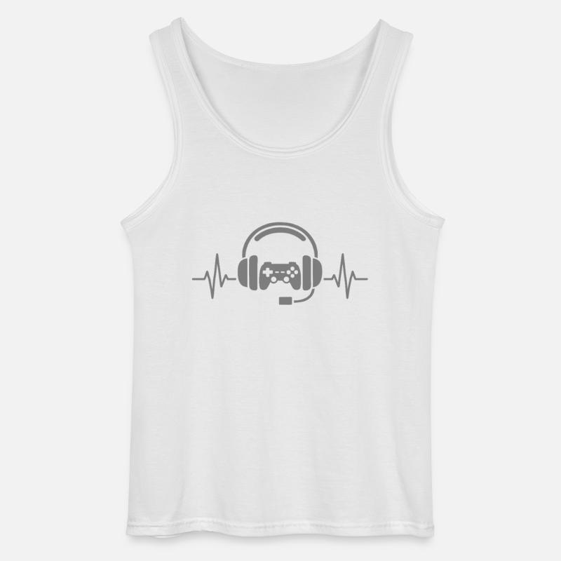 Gaming Herzschlag – Controller & Headset - Gildan Männer Tank Top - Weiß