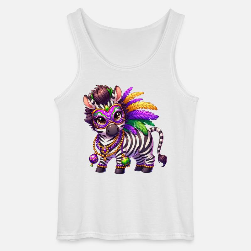 Mardi Gras Zebra Comic Cute - Gildan Men’s Tank Top - white