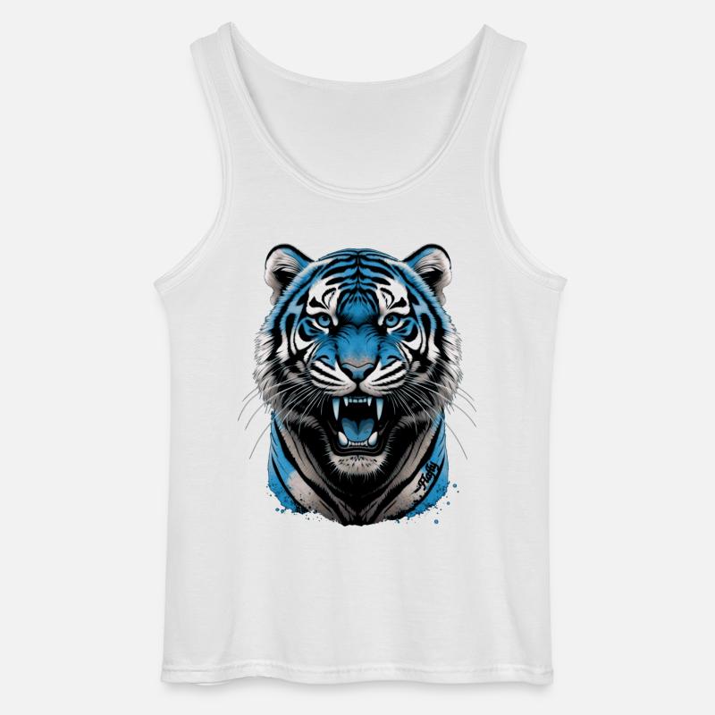 Blauer Tiger 💙 - Gildan Männer Tank Top - Weiß