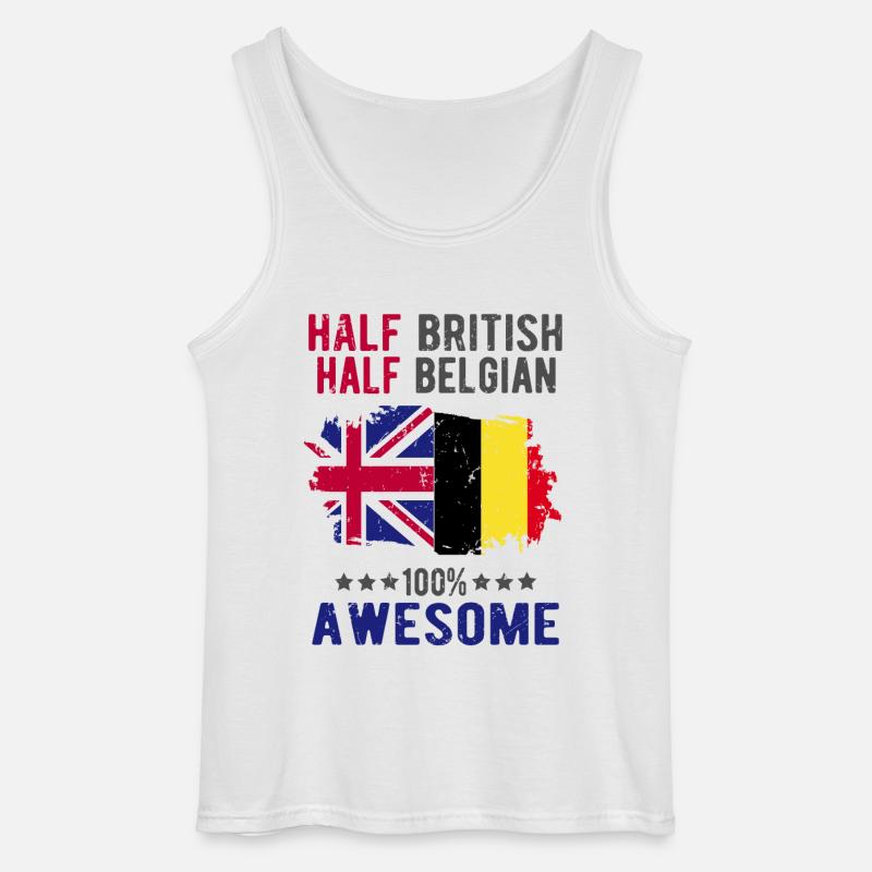 Halb Brite Halb Belgier - Gildan Männer Tank Top - Weiß