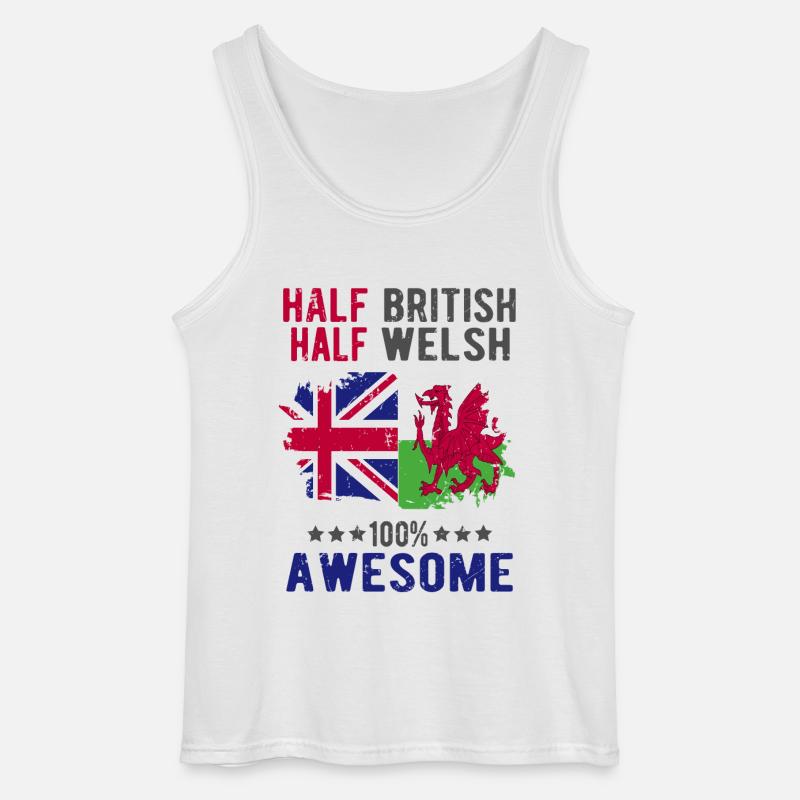 Halb Brite Halb Waliser - Gildan Männer Tank Top - Weiß