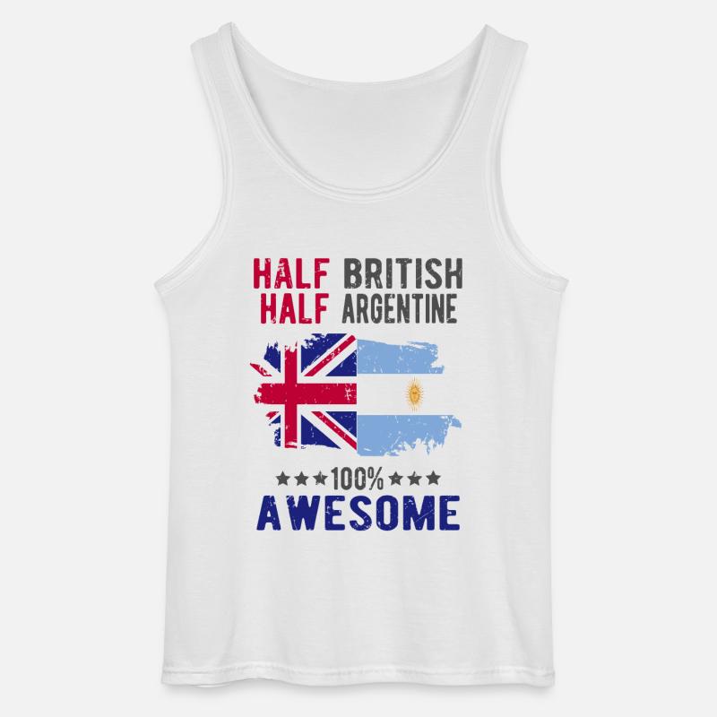 Halb Brite Halb Argentiner - Gildan Männer Tank Top - Weiß