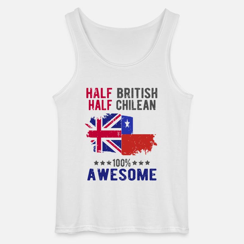 Halb Brite Halb Chilene - Gildan Männer Tank Top - Weiß
