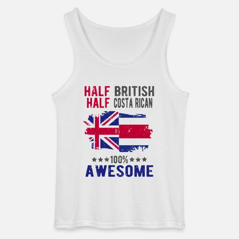 Halb Brite Halb Costa Ricaner - Gildan Männer Tank Top - Weiß