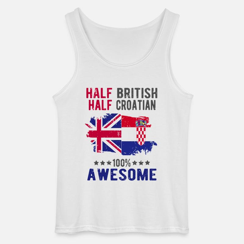 Halb Brite Halb Kroate - Gildan Männer Tank Top - Weiß