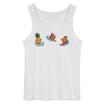 Fruit Cocktail Surfer: Tropical Summer Fun - Gildan Men’s Tank Top - white - Front - AI Model Male 185 dark (185cm)