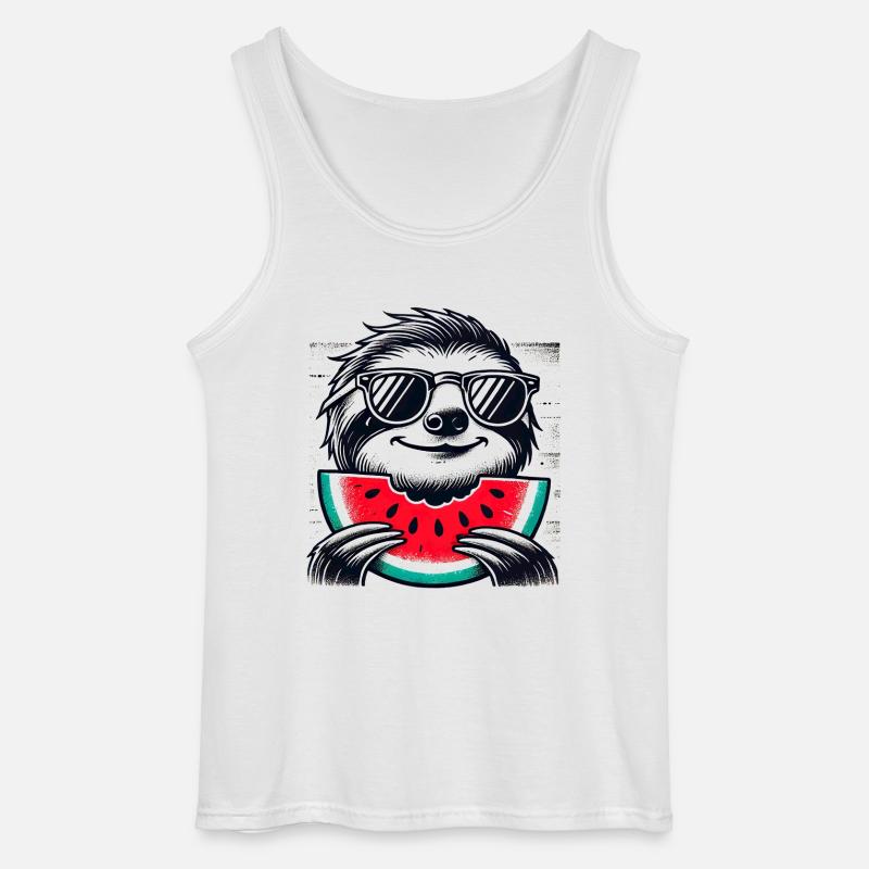 Faultier Wassermelone - Gildan Männer Tank Top - Weiß