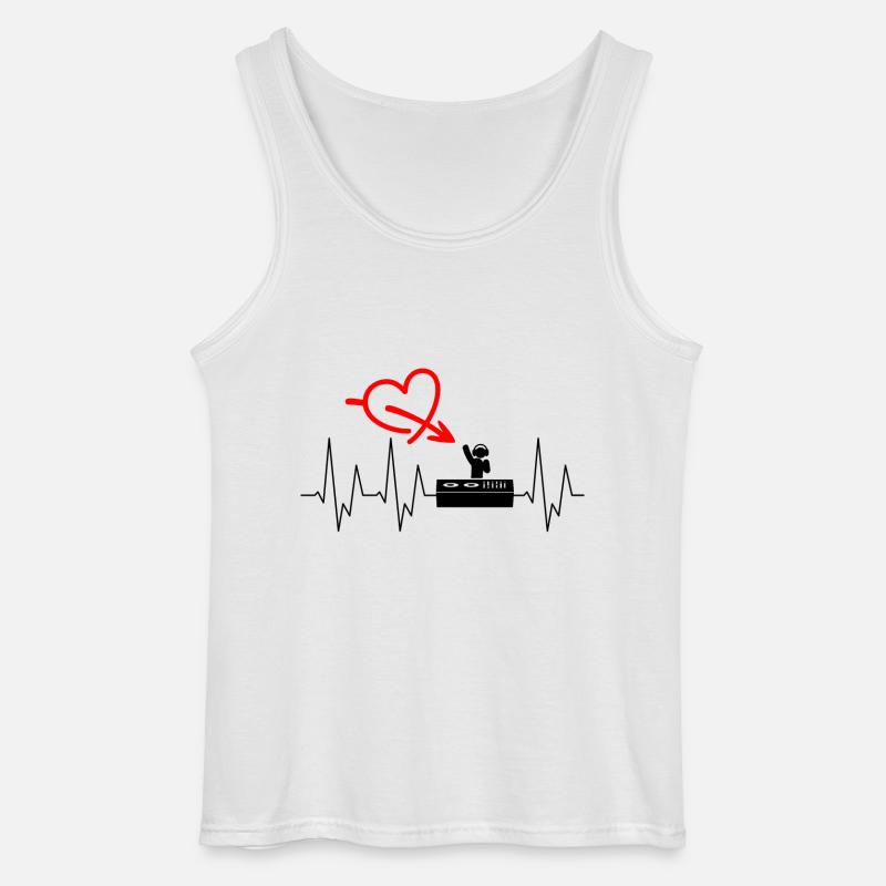 Techno - Mischpult - Schalplatten - DJ - Kopfhörer - Gildan Männer Tank Top - Weiß