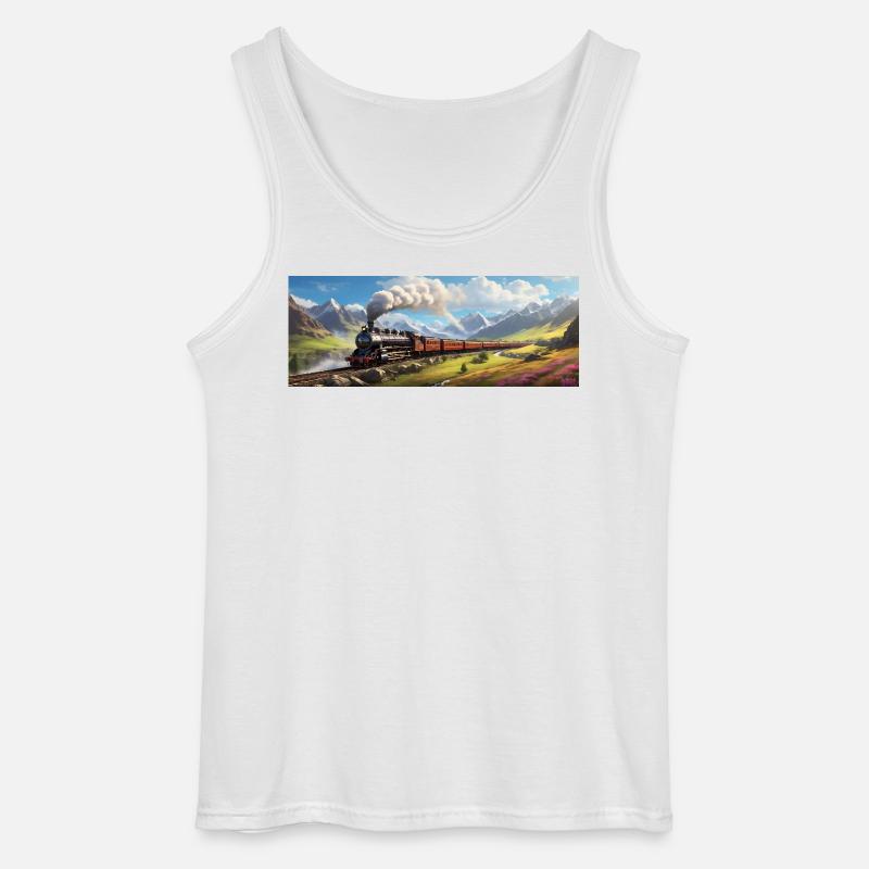 Nostalgischer Eisenbahnzug mit Dampflokomotive - Gildan Männer Tank Top - Weiß