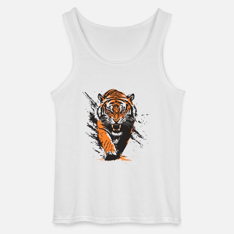 Fauchender Tiger - Gildan Männer Tank Top - Weiß