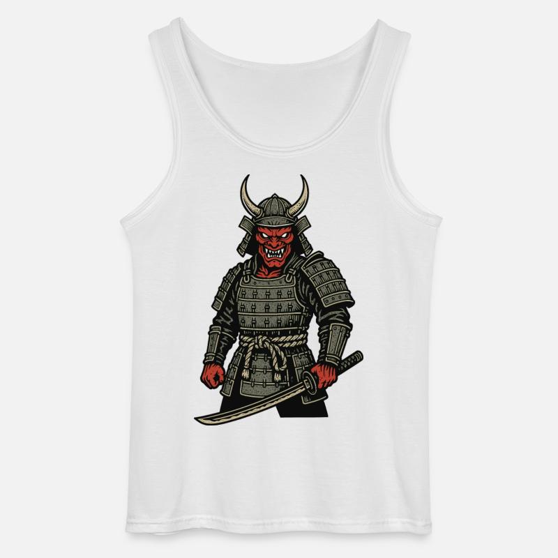 Oni Samurai - Dämonischer Krieger - Gildan Männer Tank Top - Weiß