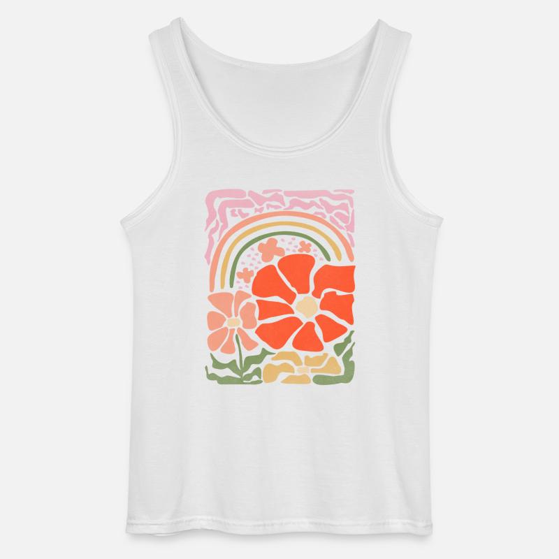 Blumen Regenbogen Statement Retro Stil - Gildan Männer Tank Top - Weiß