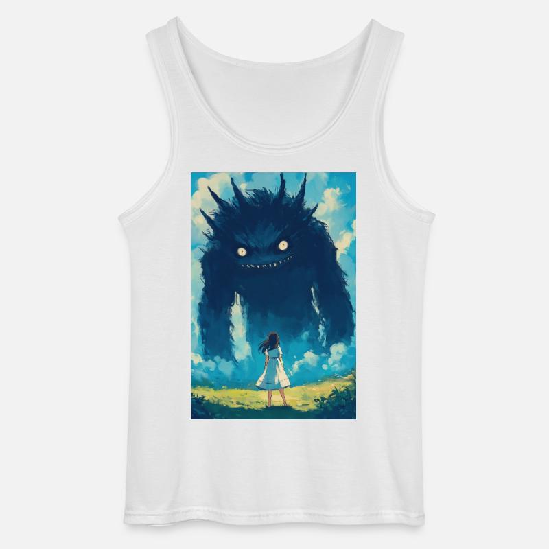 Ein Mädchen steht einem Monster gegenüber - Gildan Männer Tank Top - Weiß