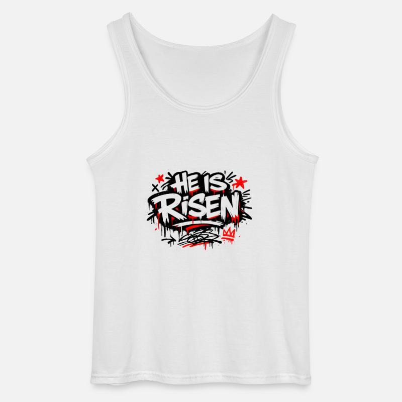 He is Risen Graffiti Easter - Gildan Men’s Tank Top - white