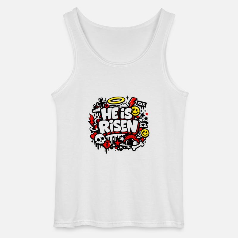 He is Risen Graffiti Easter - Gildan Men’s Tank Top - white