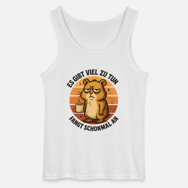 Grimmiger Hamster mit Kaffee - Gildan Männer Tank Top - Weiß