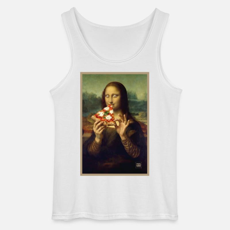 Mona Lisa isst Pizza - Gildan Männer Tank Top - Weiß