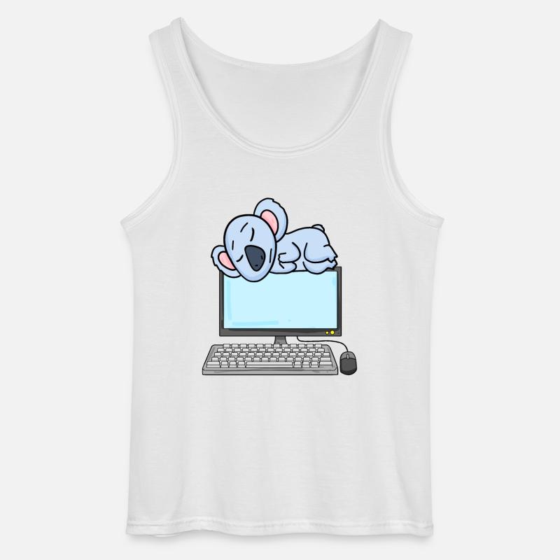 Koala Computer Nerd Programmer Gift - Gildan Men’s Tank Top - white
