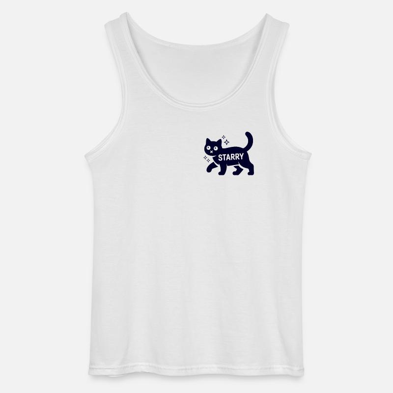 Samtpfote Starry Lustig Monochrom Katze - Gildan Männer Tank Top - Weiß