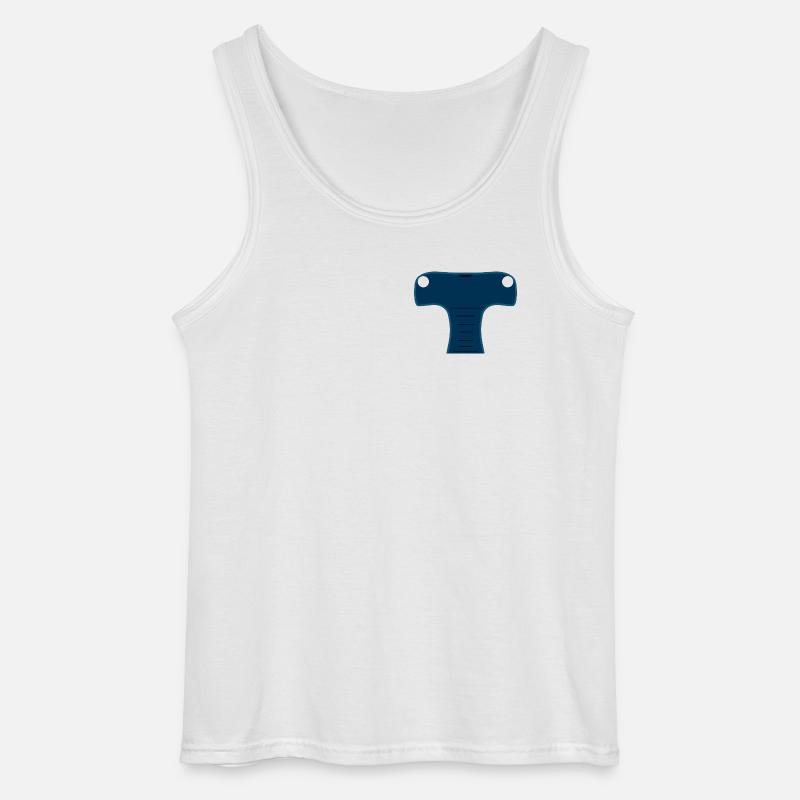 Mitternachtsblauer stilisierter Hammerhai-Kopf - Gildan Männer Tank Top - Weiß