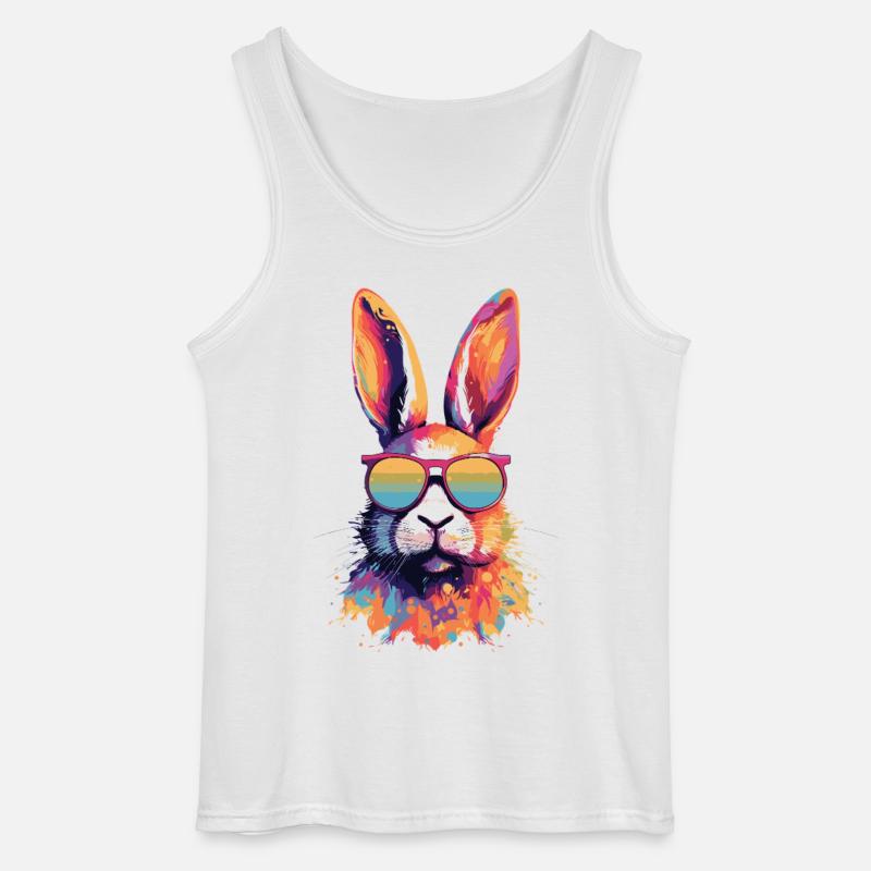 Bunter Hase Farbkleckse Farbspritzer - Gildan Männer Tank Top - Weiß