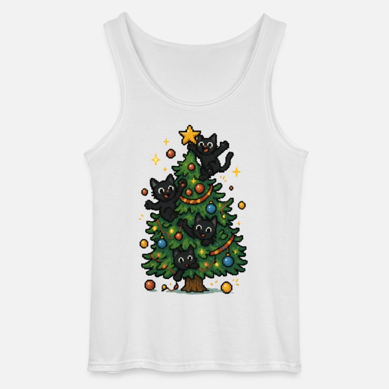 Weihnachtsbaum mit frechen Katzen - Gildan Männer Tank Top - Weiß