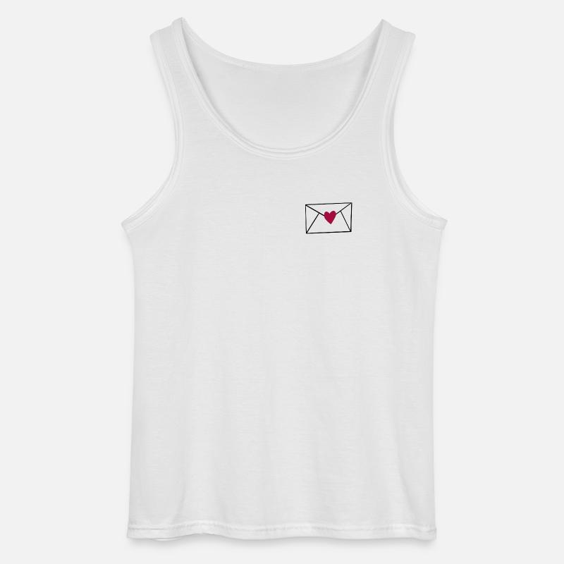 Rødt hjerte på sort - Gildan tanktop til mænd - hvid