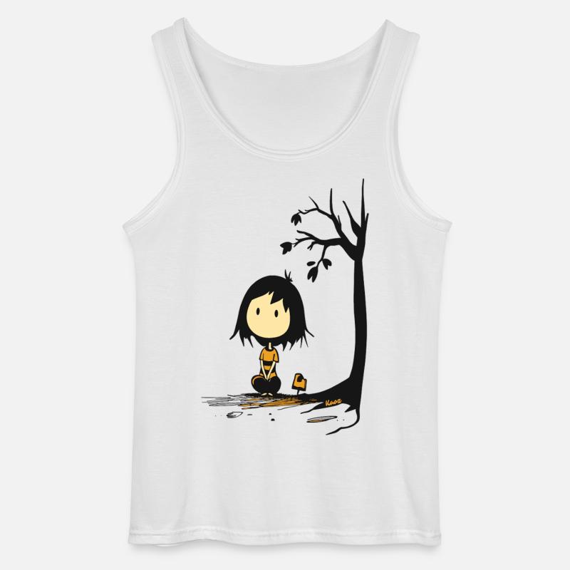 Wunderliches Mädchen unter sternenlosem Baum - Gildan Männer Tank Top - Weiß