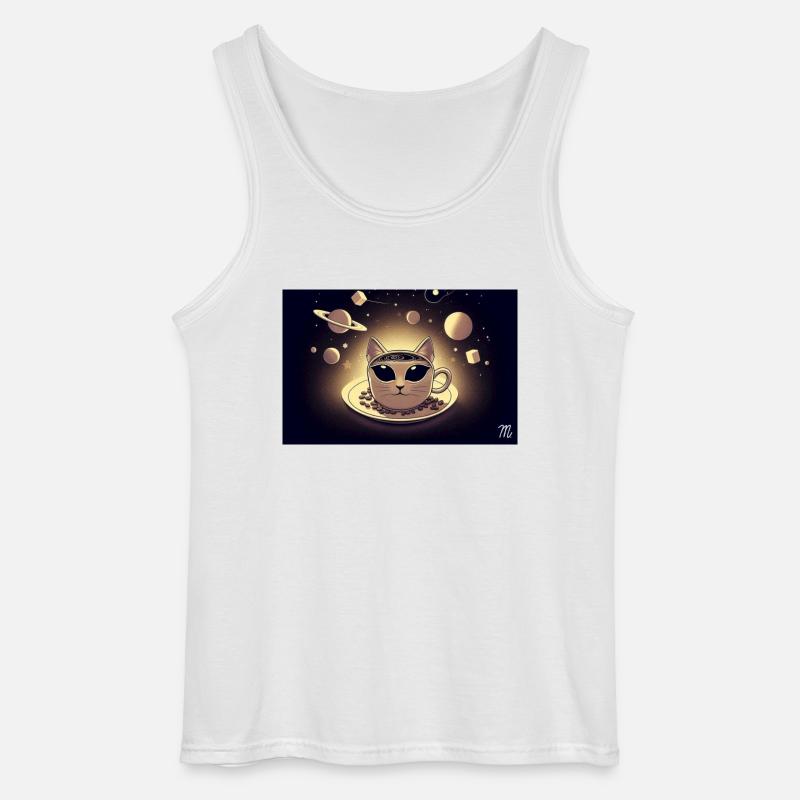 Space Cat Kaffee - Gildan Männer Tank Top - Weiß