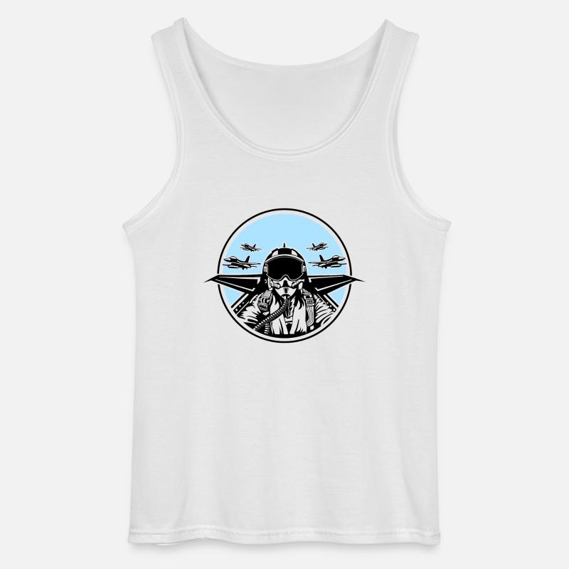 Jet Pilot / Kampfpilot 01_weiß Schwarz - Gildan Männer Tank Top - Weiß