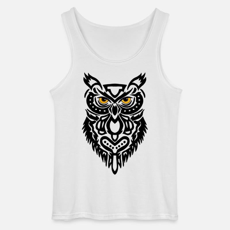 Der Blick der schwarzen Eule - Gildan Männer Tank Top - Weiß