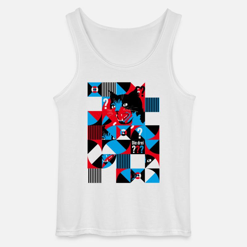 Die Drei ??? Abstraktes Katzen-Design - Gildan Männer Tank Top - Weiß