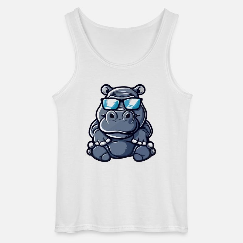 Nilpferd Cool Comic - Gildan Männer Tank Top - Weiß