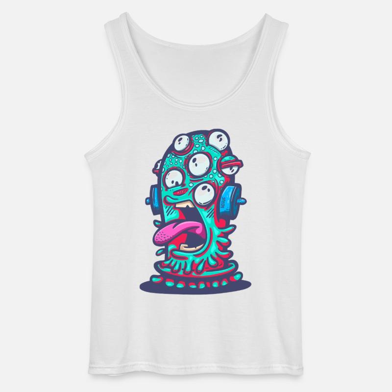 Psychedelisches Monster mit Kopfhörern - Gildan Männer Tank Top - Weiß