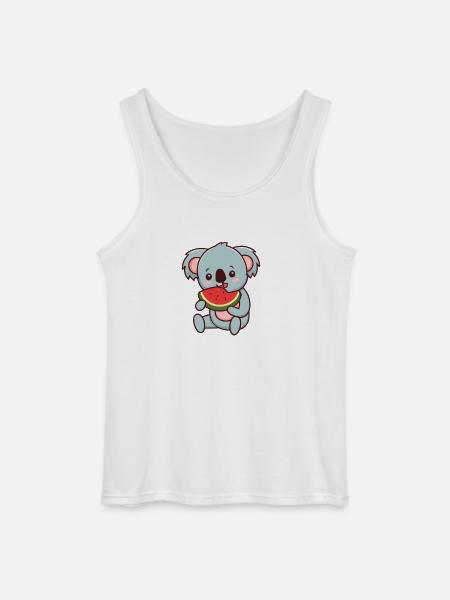 Kawaii Koala eats watermelon - Gildan Men’s Tank Top - white