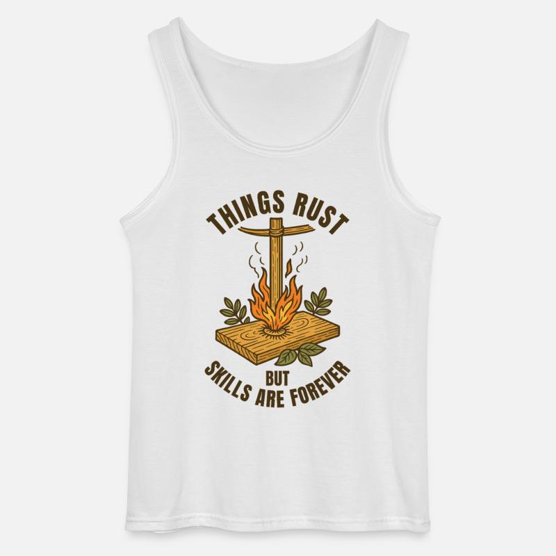 Things Rust Skills Forever Prepper Survival - Gildan Men’s Tank Top - white