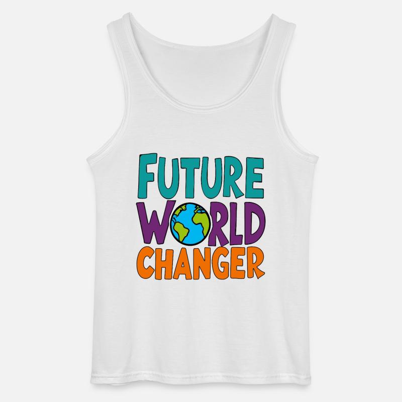 Future World Changer - Globus-Spruch - Gildan Männer Tank Top - Weiß