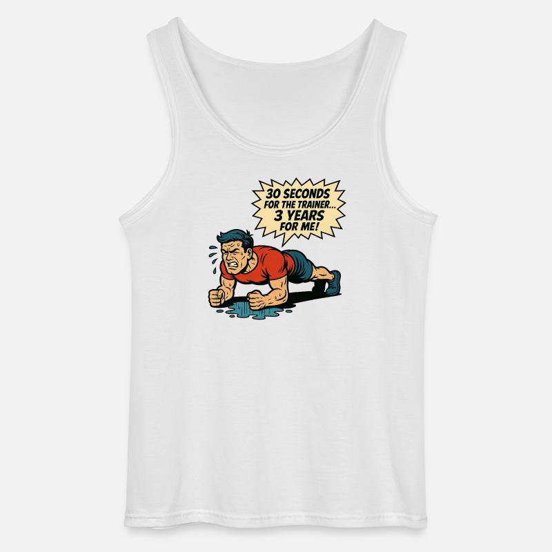 Funny Retro Gym Comic – Plank Struggle - Gildan Männer Tank Top - Weiß